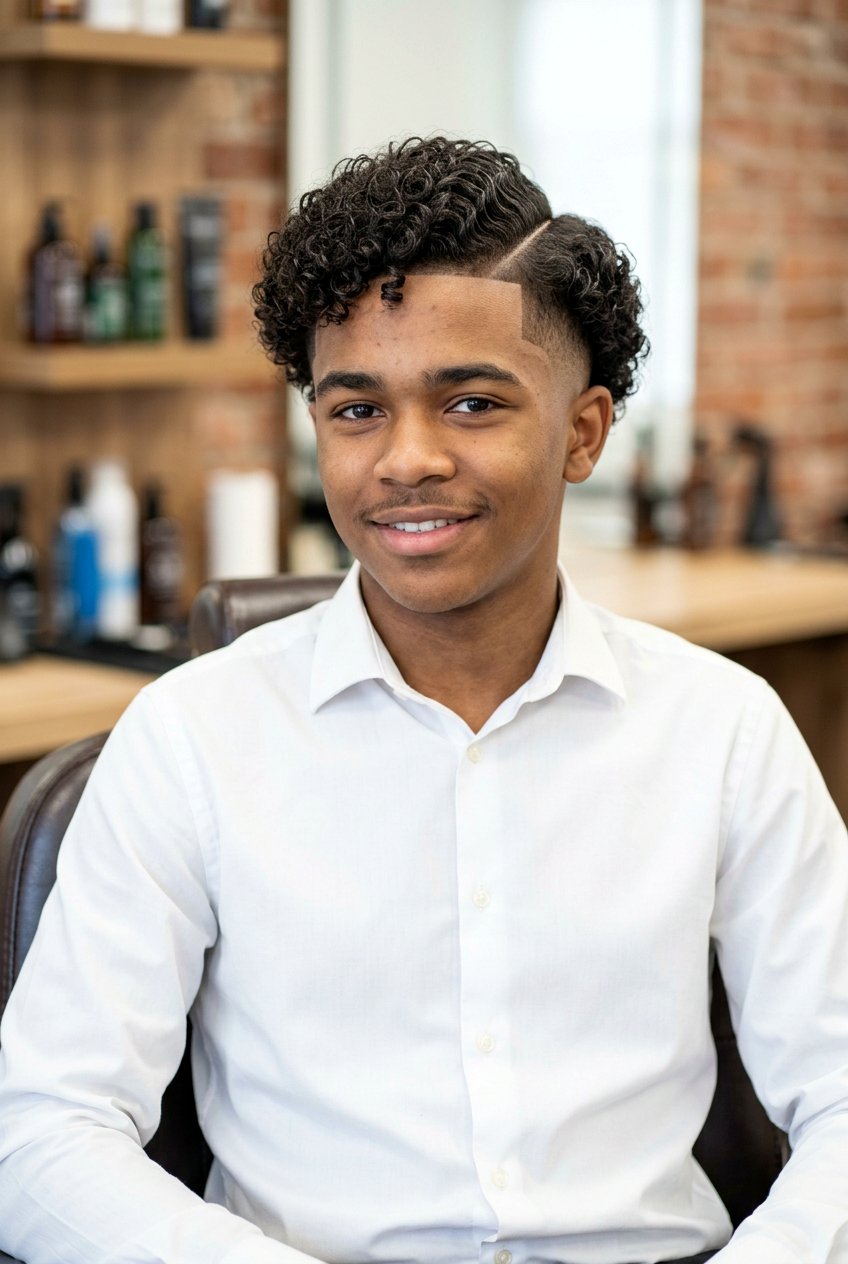 Side Part Curly Hair Fade - 20 boys fade haircut for curly hair - 20 boys fade haircut for curly hair