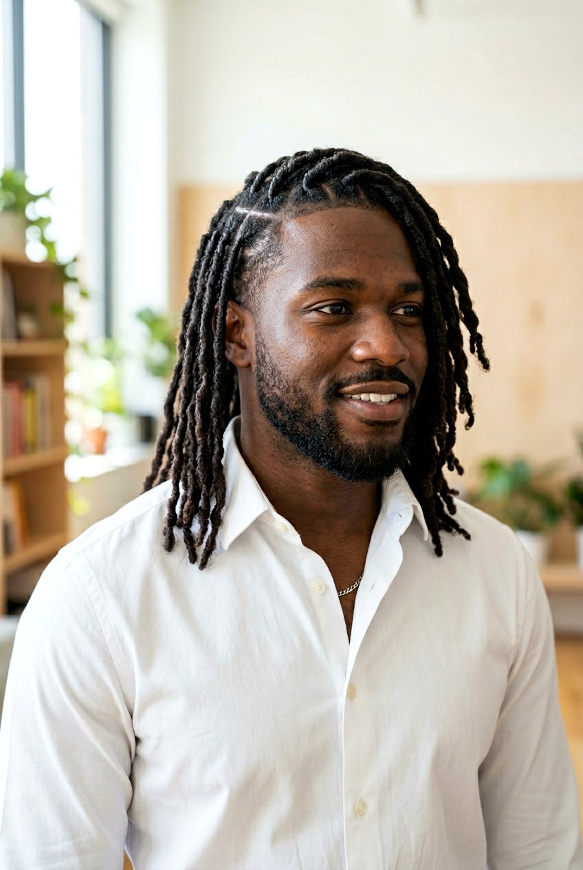 Side Part Dreadlocks - 20 dreadlock styles for black men - 20 dreadlock styles for black men