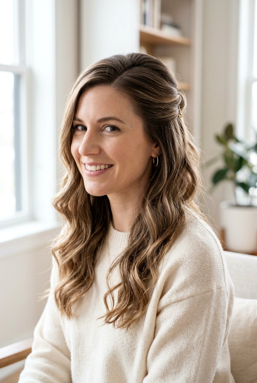 Side Part Half Up Half Down Hair - 20 easy side part hairstyle - 20 easy side part hairstyle