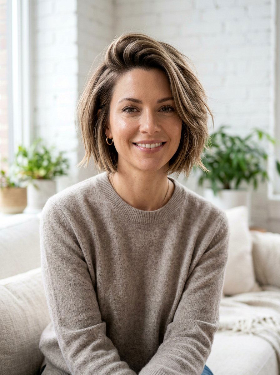 Side Part Layered Chin Length Bob - 20 layered chin length bob with volume - 20 layered chin length bob with volume