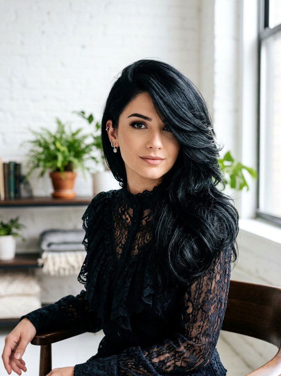 Side Part Layered Hair - 20 soft goth haircut ideas - 20 soft goth haircut ideas