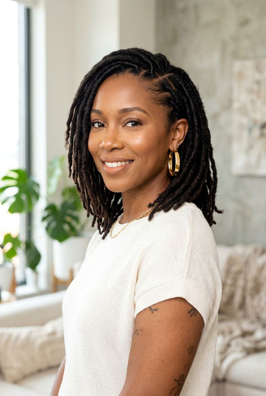 Side Part Loc Bob - 20 loc bob hairstyles for women - 20 loc bob hairstyles for women