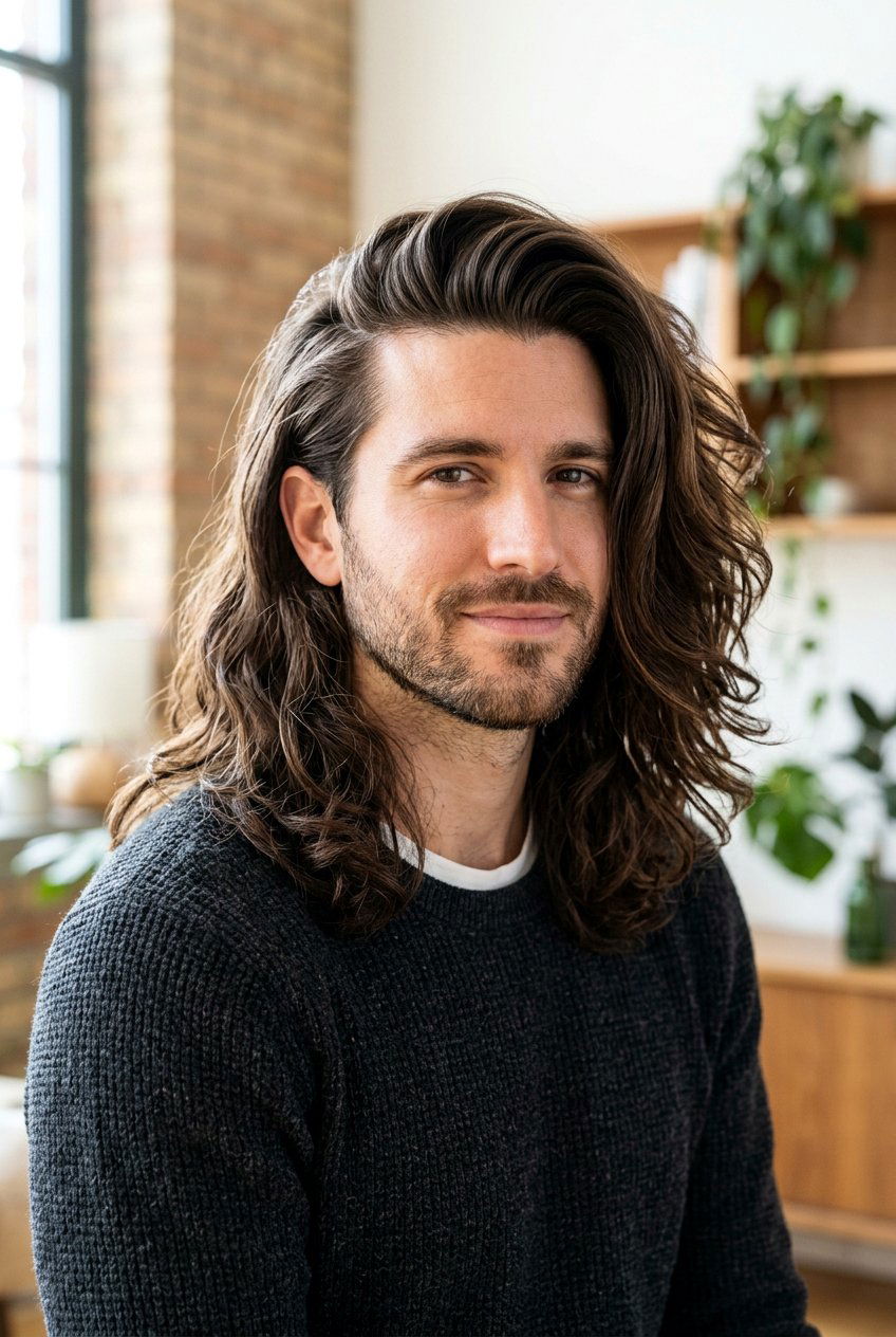 Side Part Long Hair - 20 long hairstyles for men - 20 long hairstyles for men