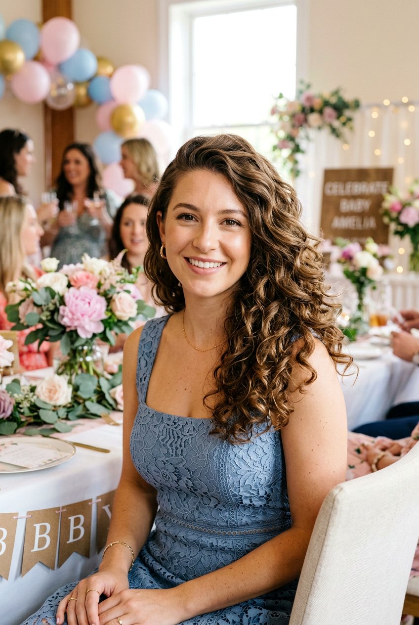Side Part Loose Curls Baby Shower Hair - 20 baby shower curls hairstyle - 20 baby shower curls hairstyle
