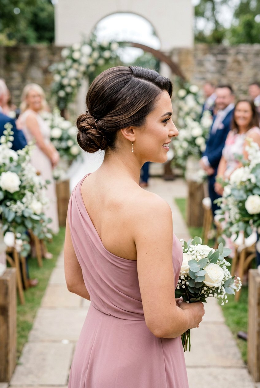 Side Part Low Bun Bridesmaid Hair - 20 bridesmaid low bun hairstyle - 20 bridesmaid low bun hairstyle