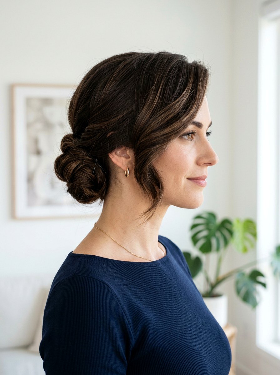 Side Part Low Bun - 20 polished interview bun - 20 polished interview bun