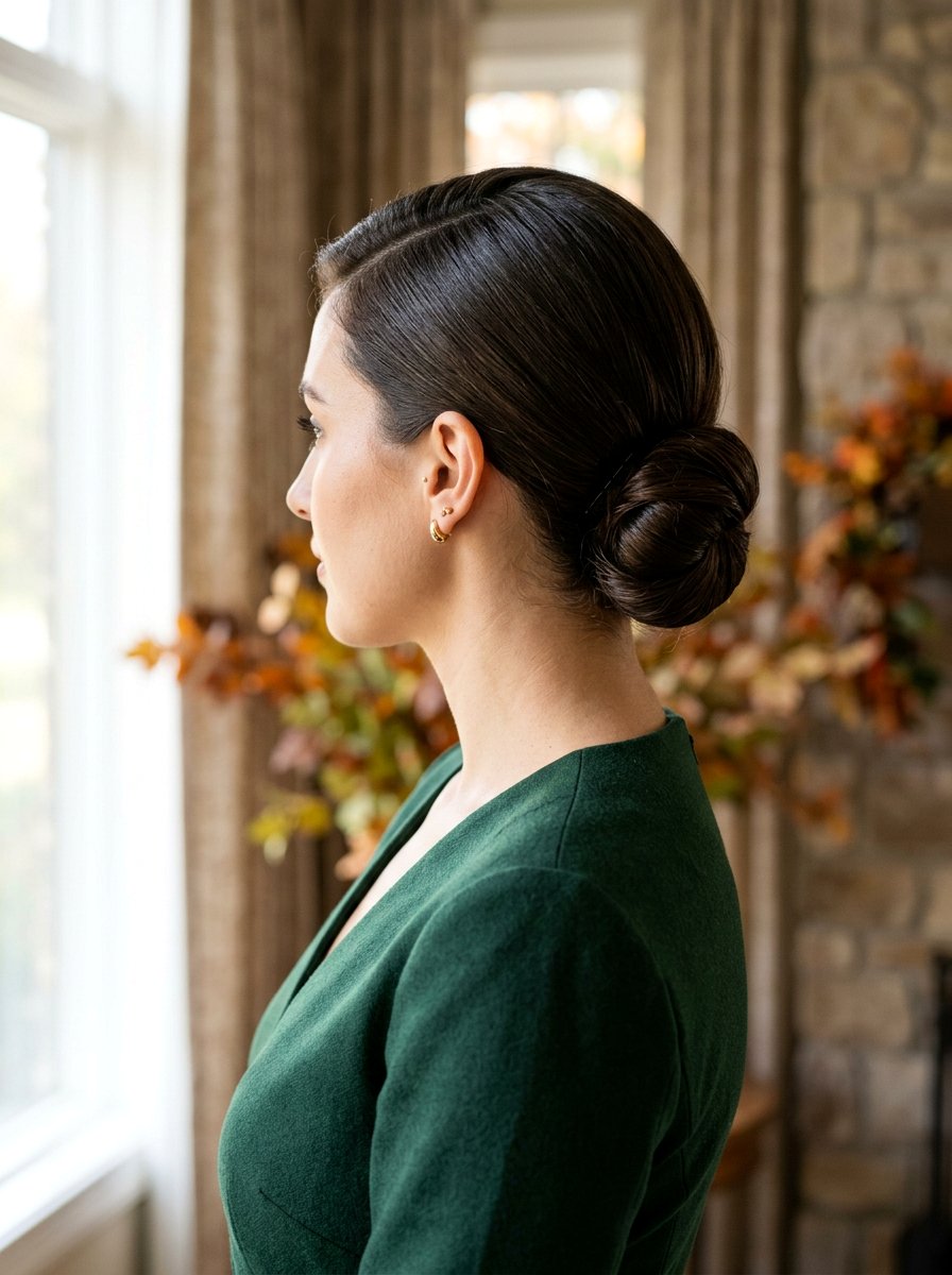 Side Part Low Chignon - 20 quick hairstyle for office commute - 20 quick hairstyle for office commute
