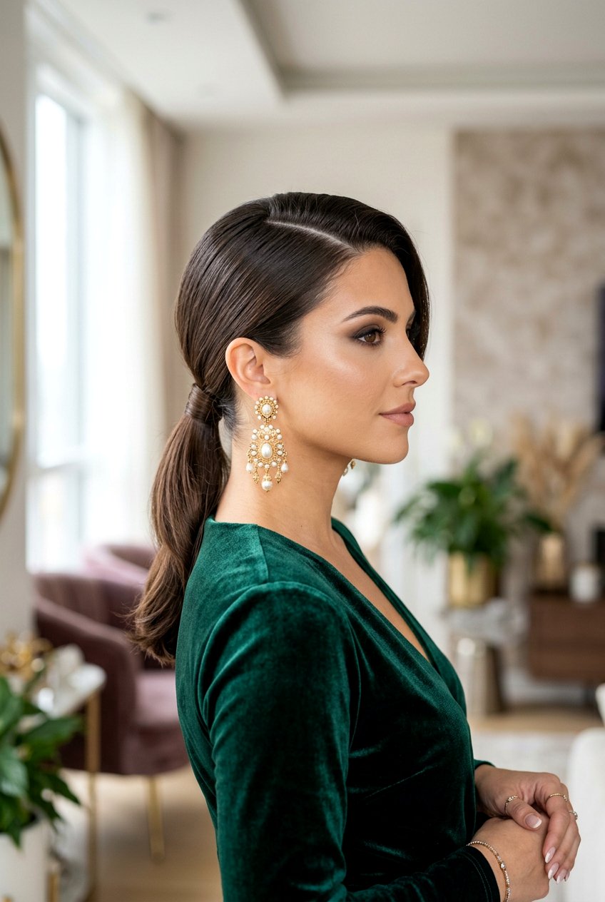 Side Part Low Ponytail - 20 homecoming hairstyle with low ponytail - 20 homecoming hairstyle with low ponytail