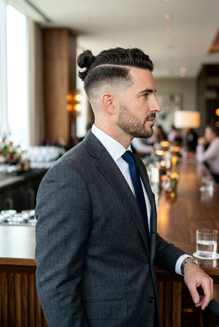 Side Part Man Bun Fade - 20 man bun with fade haircut - 20 man bun with fade haircut