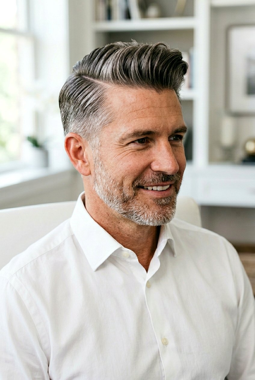Side Part Mature Men Haircut - 20 men haircut ideas for mature style - 20 men haircut ideas for mature style