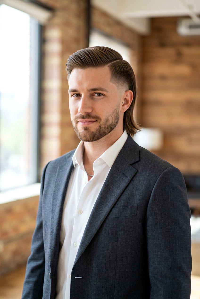Side Part Mullet Fade - 20 mullet fade for straight hair men - 20 mullet fade for straight hair men