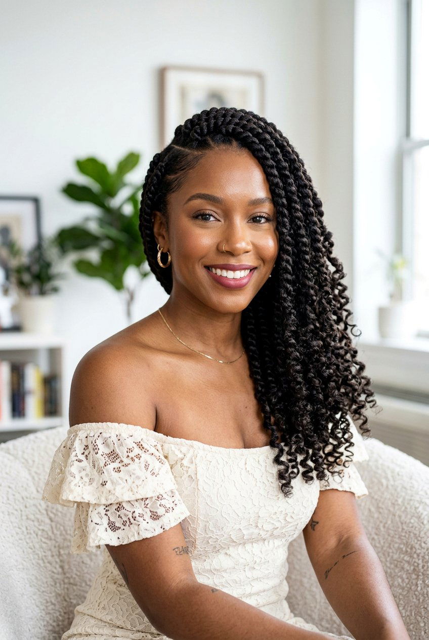 Side Part Passion Twists With Curly Ends - 20 passion twists with curly ends - 20 passion twists with curly ends