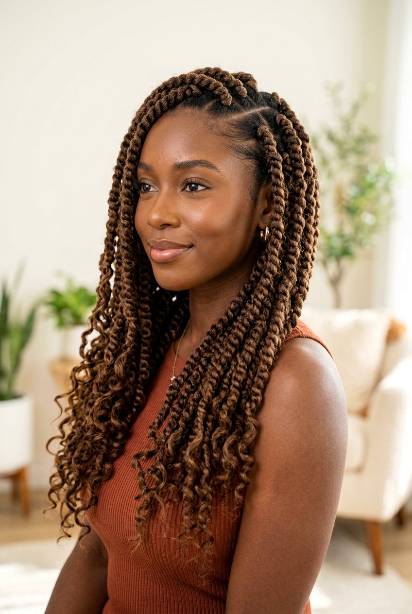 Side Part Passion Twists - 20 passion twists hairstyles - 20 passion twists hairstyles