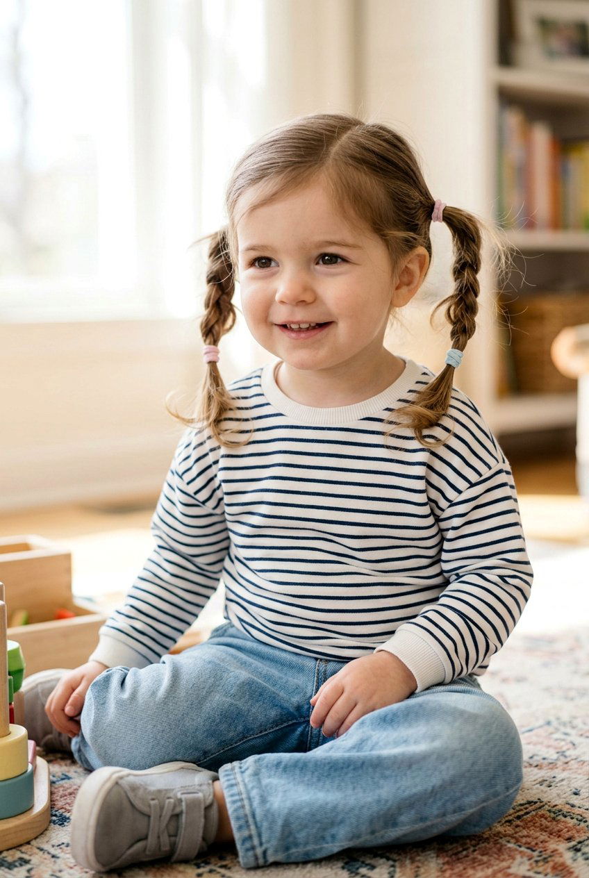Side Part Pigtails - 20 toddler pigtail ideas - 20 toddler pigtail ideas