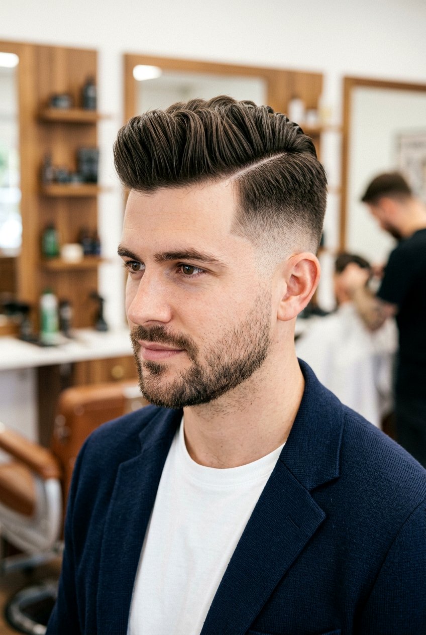 Side Part Pompadour - 20 pompadour haircut for men - 20 pompadour haircut for men