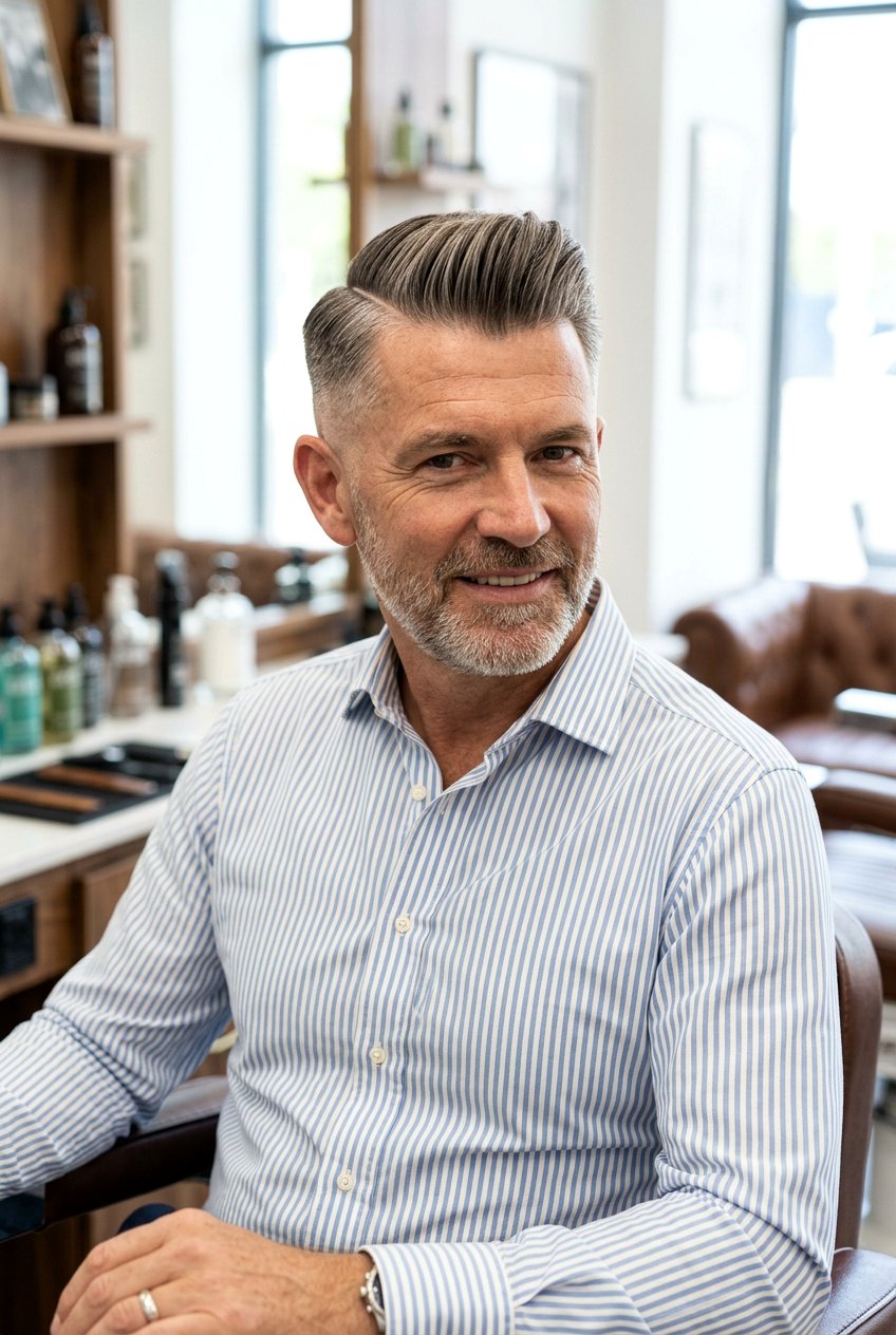 Side Part Pompadour Fade - 20 pompadour fade for mature men - 20 pompadour fade for mature men