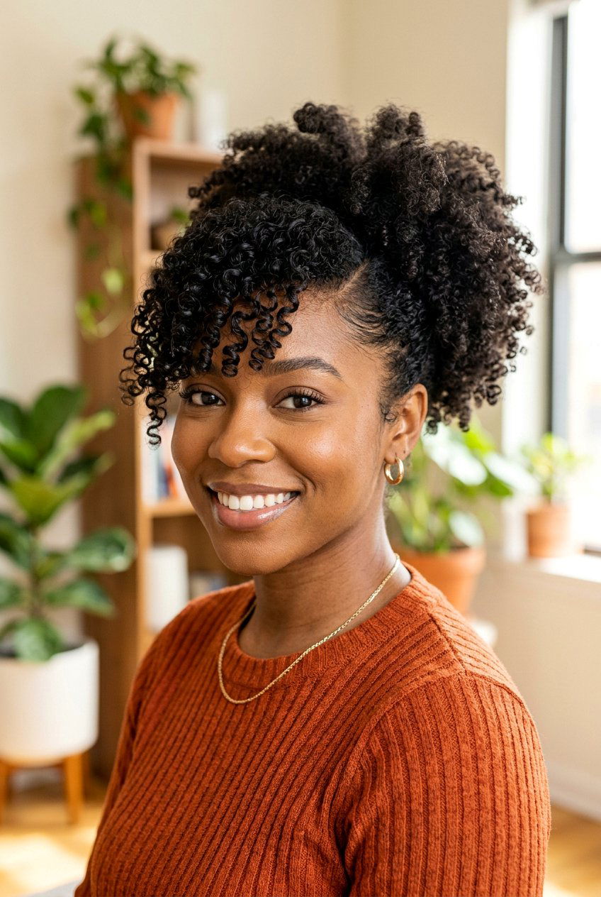 Side Part Puff With Bangs - 20 natural hair side part puff - 20 natural hair side part puff