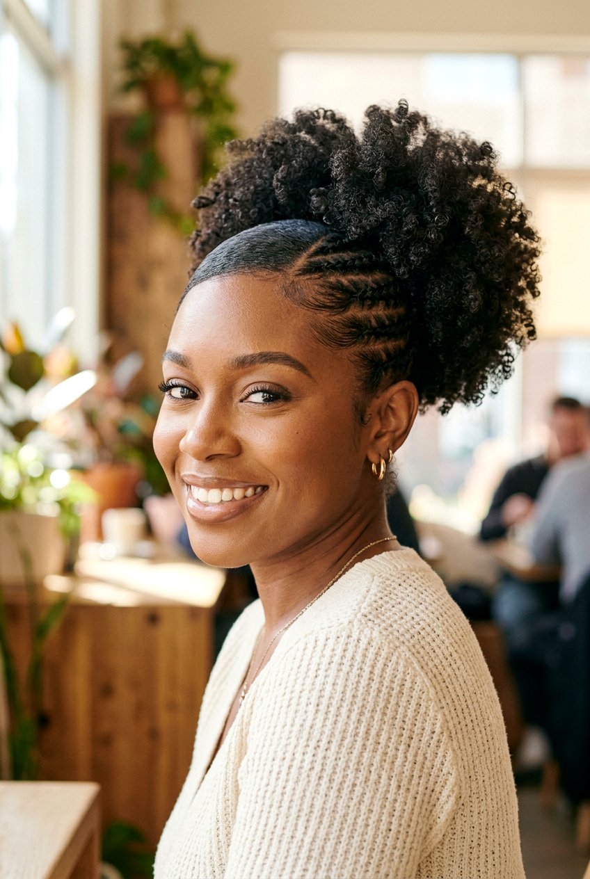 Side Part Puff With Braids - 20 natural hair side part puff - 20 natural hair side part puff