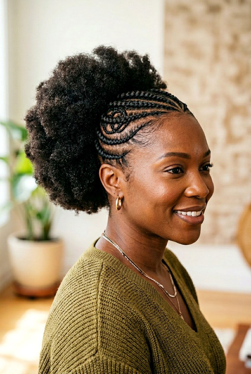 Side Part Puff With Cornrows - 20 natural hair side part puff - 20 natural hair side part puff