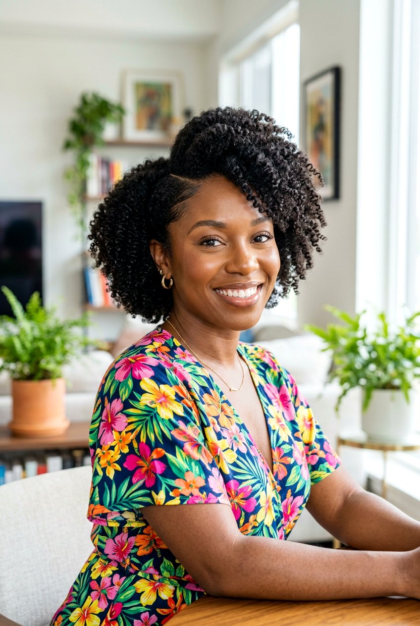 Side Part Puff With Curls - 20 side part puff for black women - 20 side part puff for black women