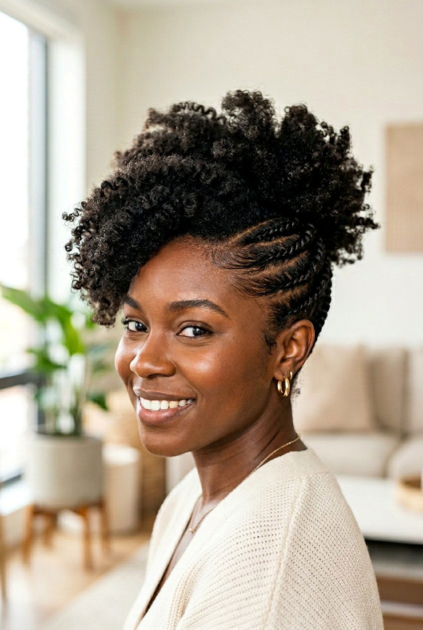 Side Part Puff With Flat Twists - 20 natural hair side part puff - 20 natural hair side part puff