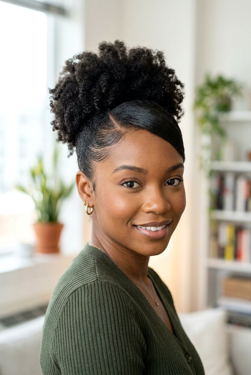 Side Part Puff With Swoop - 20 natural hair side part puff - 20 natural hair side part puff