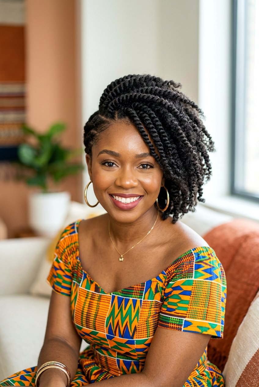 Side Part Puff With Twists - 20 side part puff for black women - 20 side part puff for black women