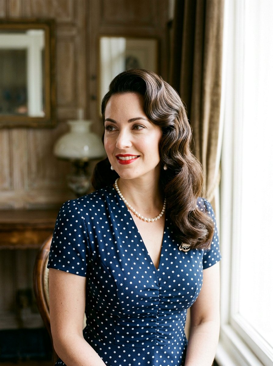 Side Part Retro Waves - 20 soft glam hairstyle for long straight hair - 20 soft glam hairstyle for long straight hair