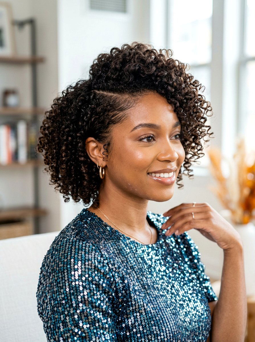 Side Part Short Curls - 20 date night hairstyle for mature women - 20 date night hairstyle for mature women