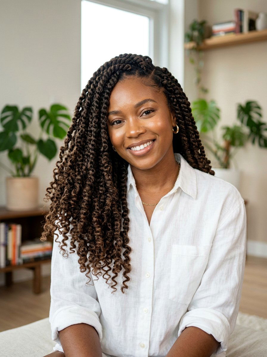 Side Part Shoulder Length Passion Twists - 20 shoulder length passion twists - 20 shoulder length passion twists