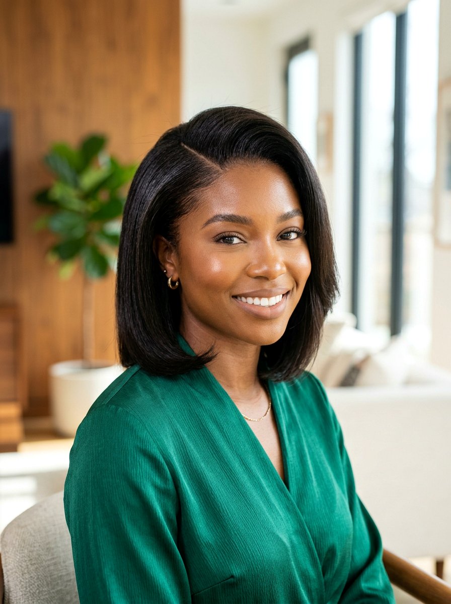 Side Part Silk Press Bob - 20 silk press bob for fine hair - 20 silk press bob for fine hair