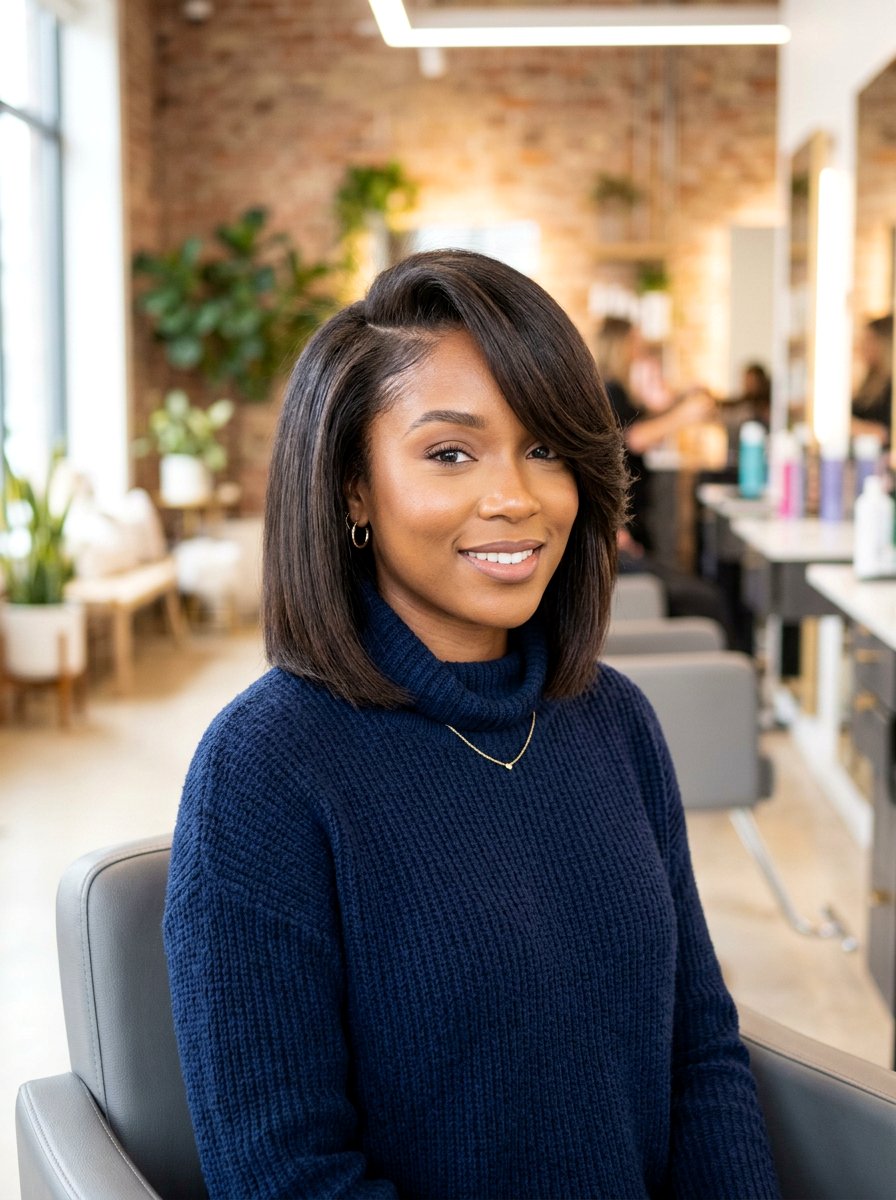 Side Part Silk Press Bob - 20 silk press bob hairstyle - 20 silk press bob hairstyle