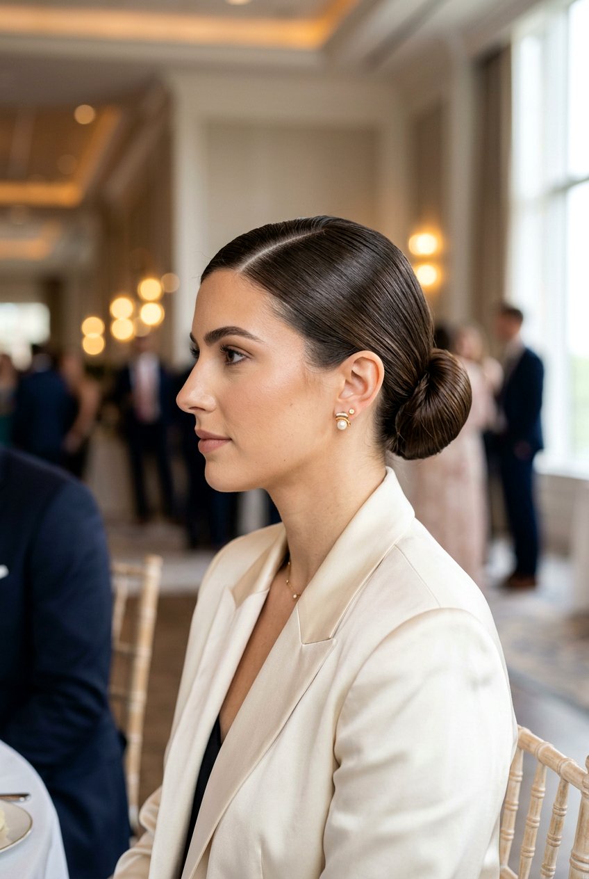 Side Part Sleek Bun - 20 easy side part hairstyle - 20 easy side part hairstyle