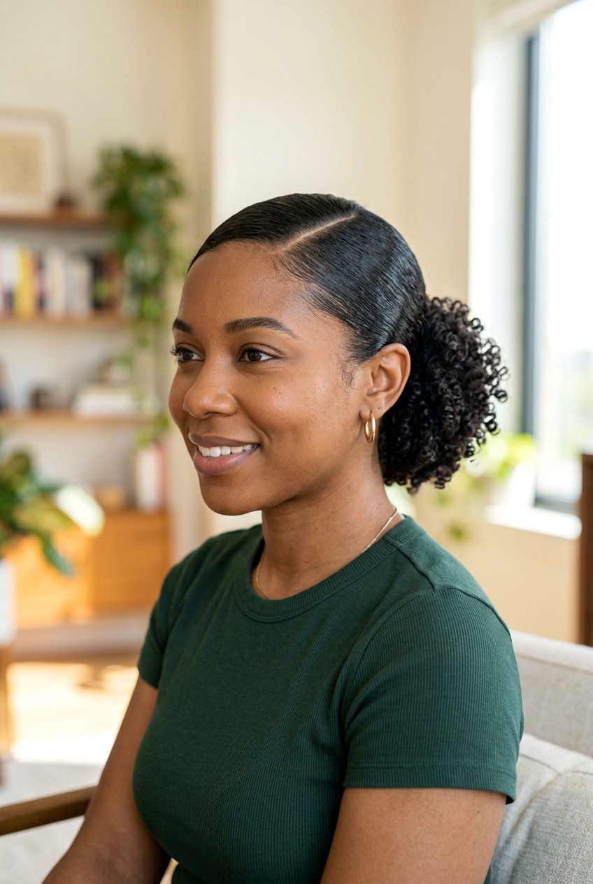 Side Part Slick Back Curly Bun - 20 slick back bun for curly hair - 20 slick back bun for curly hair