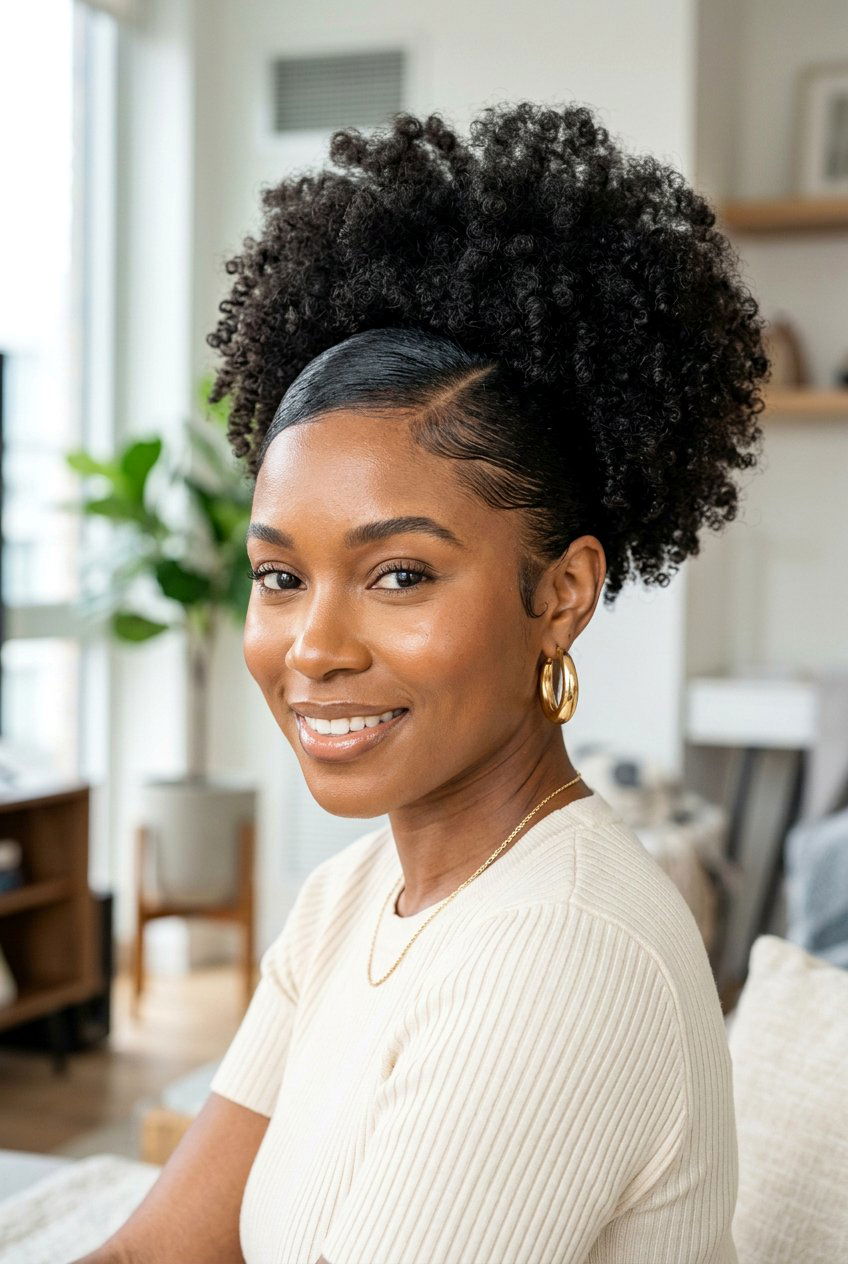 Side Part Slick Back Puff - 20 natural hair with side part styles - 20 natural hair with side part styles