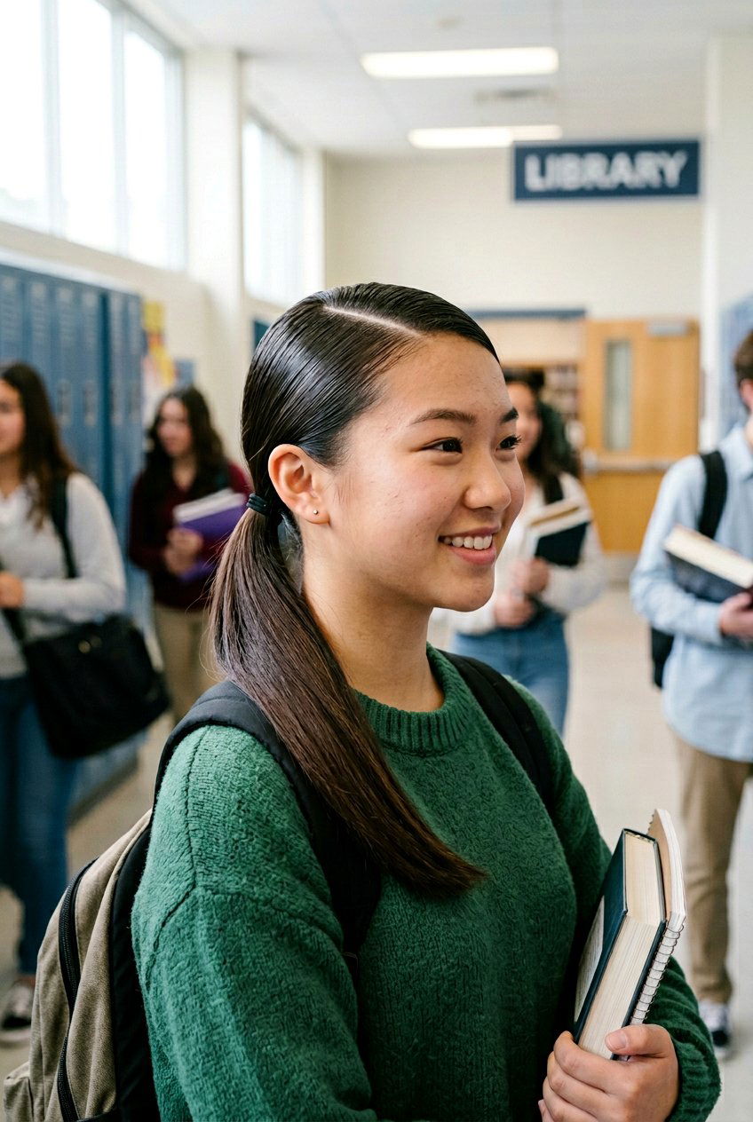 Side Part Slick Ponytail - 20 school hairstyle with slick ponytail - 20 school hairstyle with slick ponytail