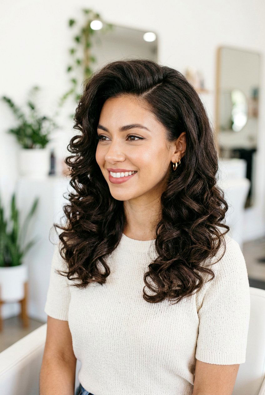 Side Part Soft Curls - 20 easy side part hairstyle - 20 easy side part hairstyle