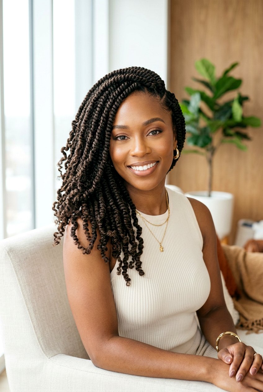 Side Part Spring Twists - 20 spring twists shoulder length styles - 20 spring twists shoulder length styles