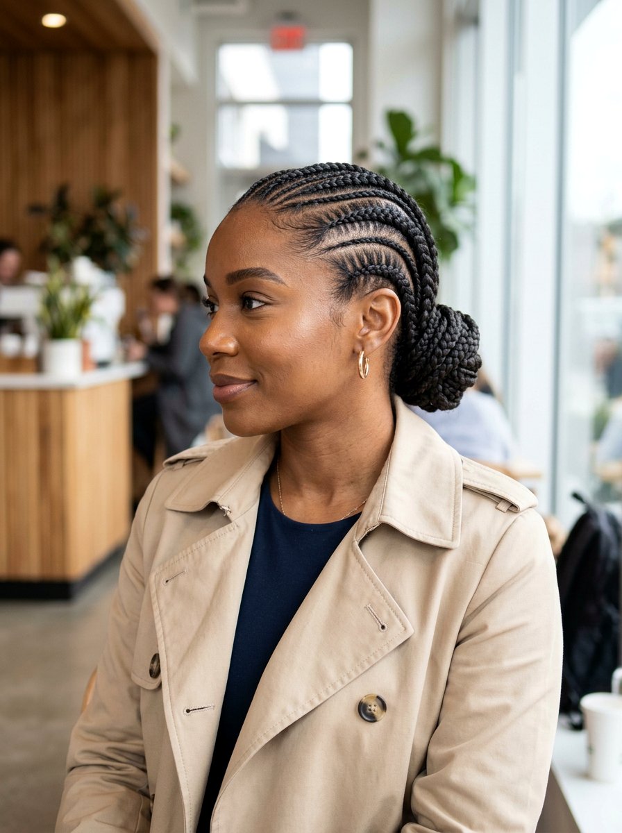 Side Part Straight Back Cornrows With Bun - 20 straight back cornrows with bun - 20 straight back cornrows with bun
