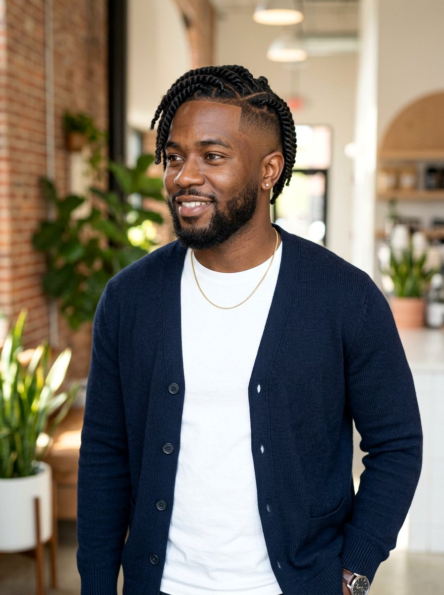 Side Part Twists With Taper Fade - 20 twists with taper fade men - 20 twists with taper fade men