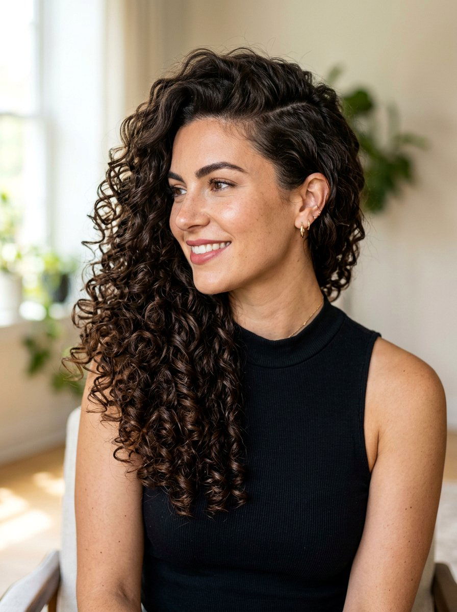 Side Part Voluminous Curls - 20 vacation hairstyle for long curls - 20 vacation hairstyle for long curls