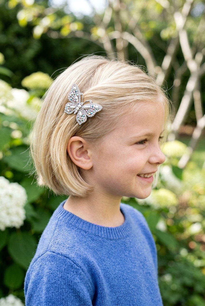 Side Part With Hair Clip - 20 kindergarten picture day hairstyle - 20 kindergarten picture day hairstyle