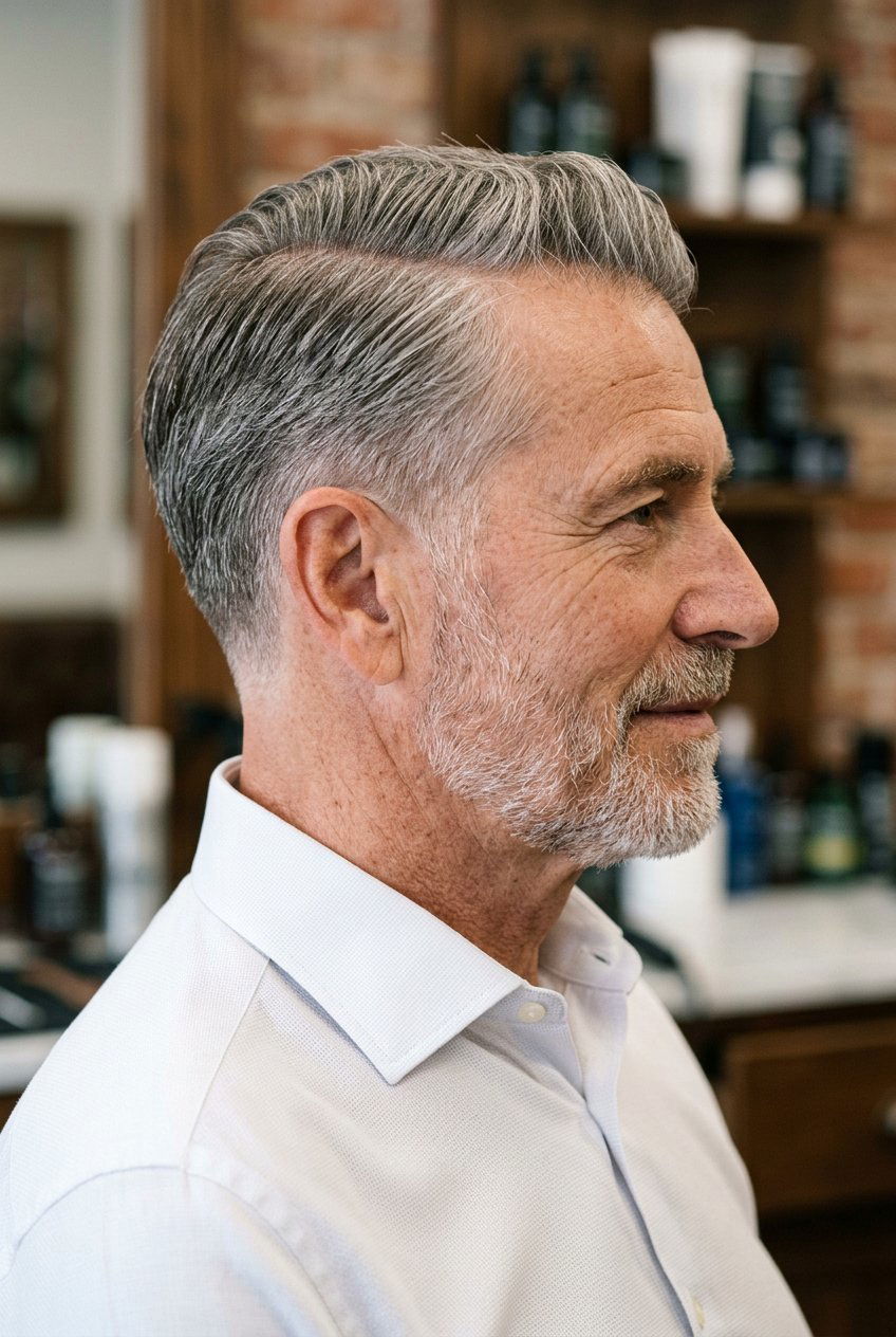 Side Part With Tapered Neckline - 20 classic side part for older men - 20 classic side part for older men
