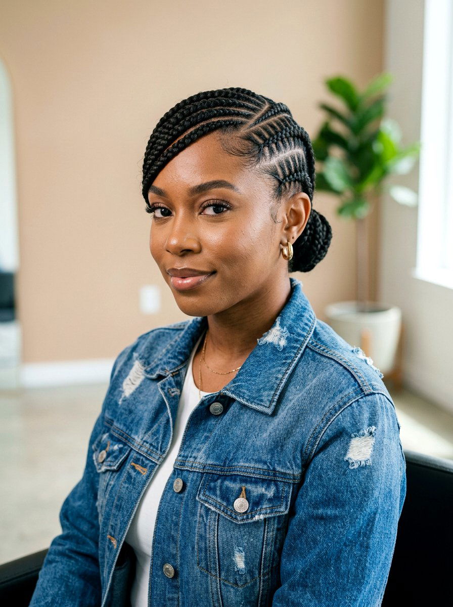 Side Part Zig Zag Cornrows - 20 zig zag cornrow styles - 20 zig zag cornrow styles