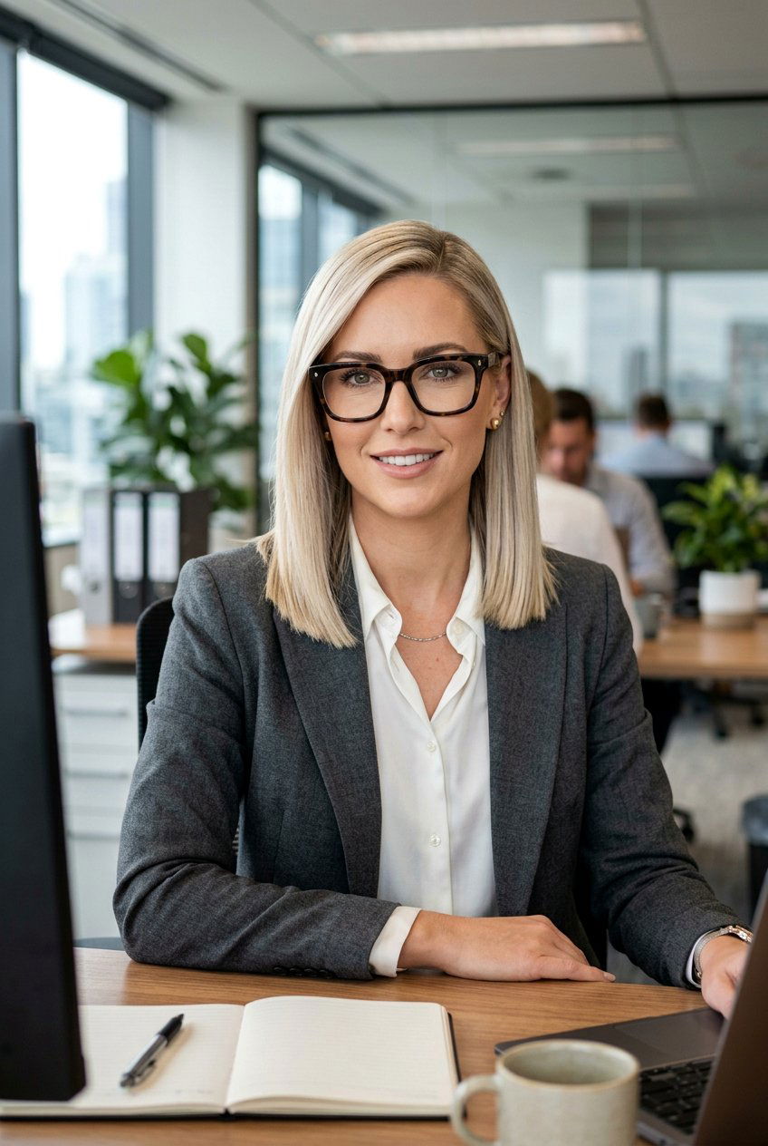 Side Parted Blunt Cut - 20 professional hairstyle for women with glasses - 20 professional hairstyle for women with glasses