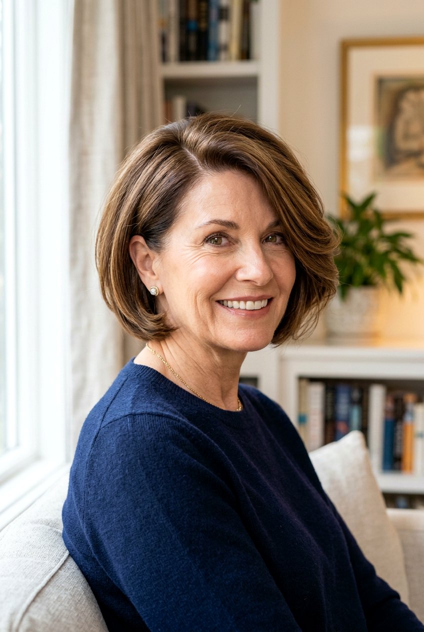 Side Parted Bob - 20 short hairstyles for women over 60 - 20 short hairstyles for women over 60