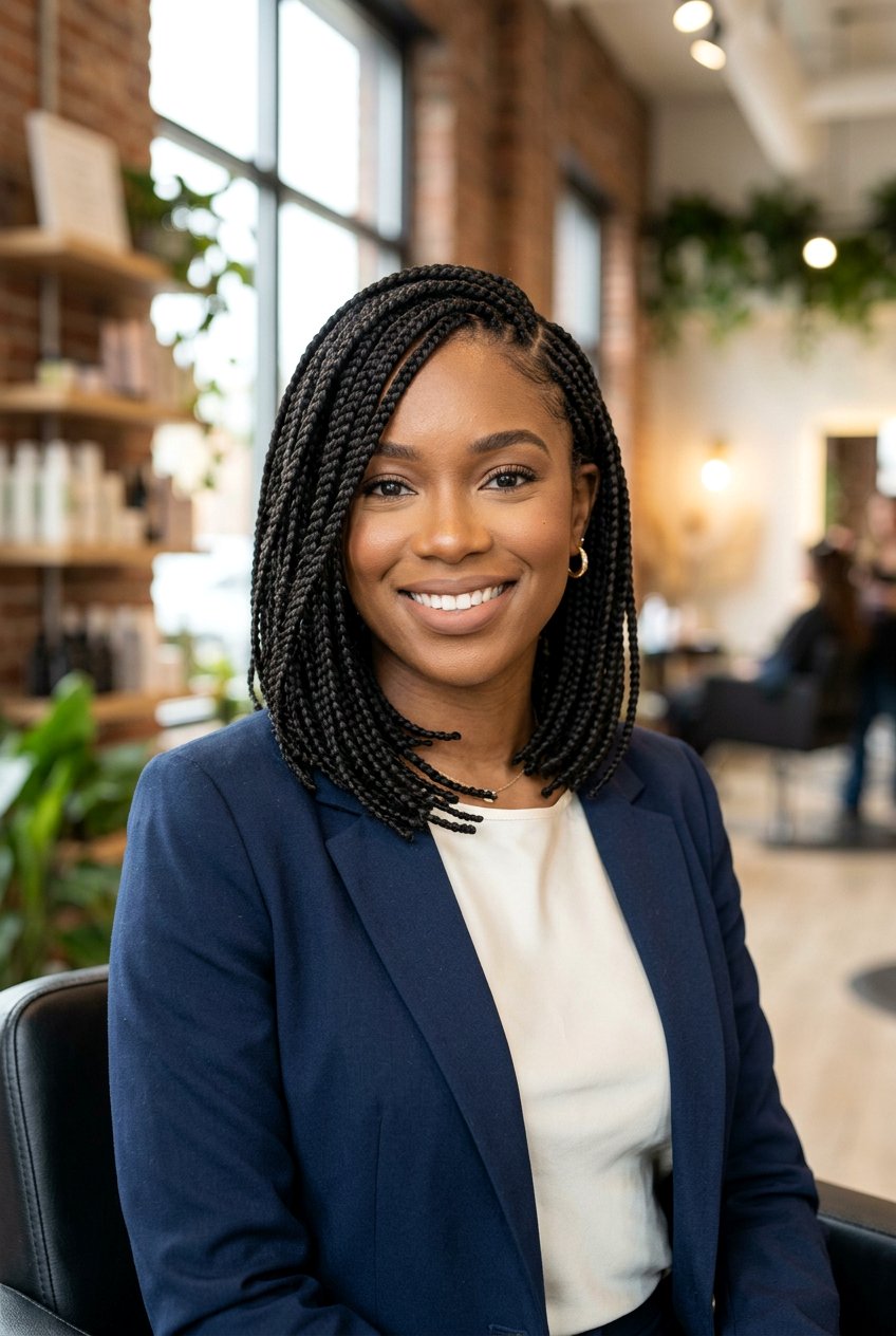 Side Parted Bob Braids - 20 box braids bob hairstyle - 20 box braids bob hairstyle