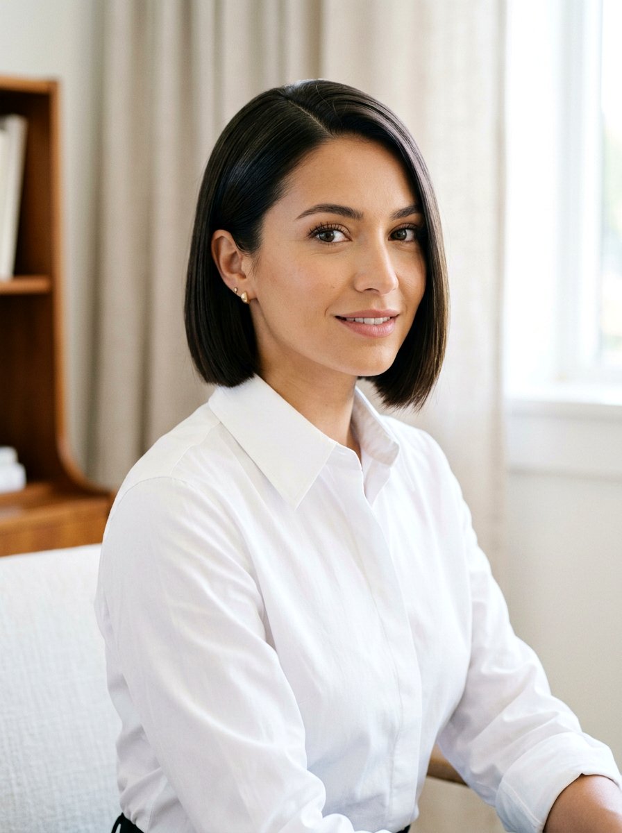 Side Parted Bob Haircut - 20 flattering haircut for triangle face women - 20 flattering haircut for triangle face women