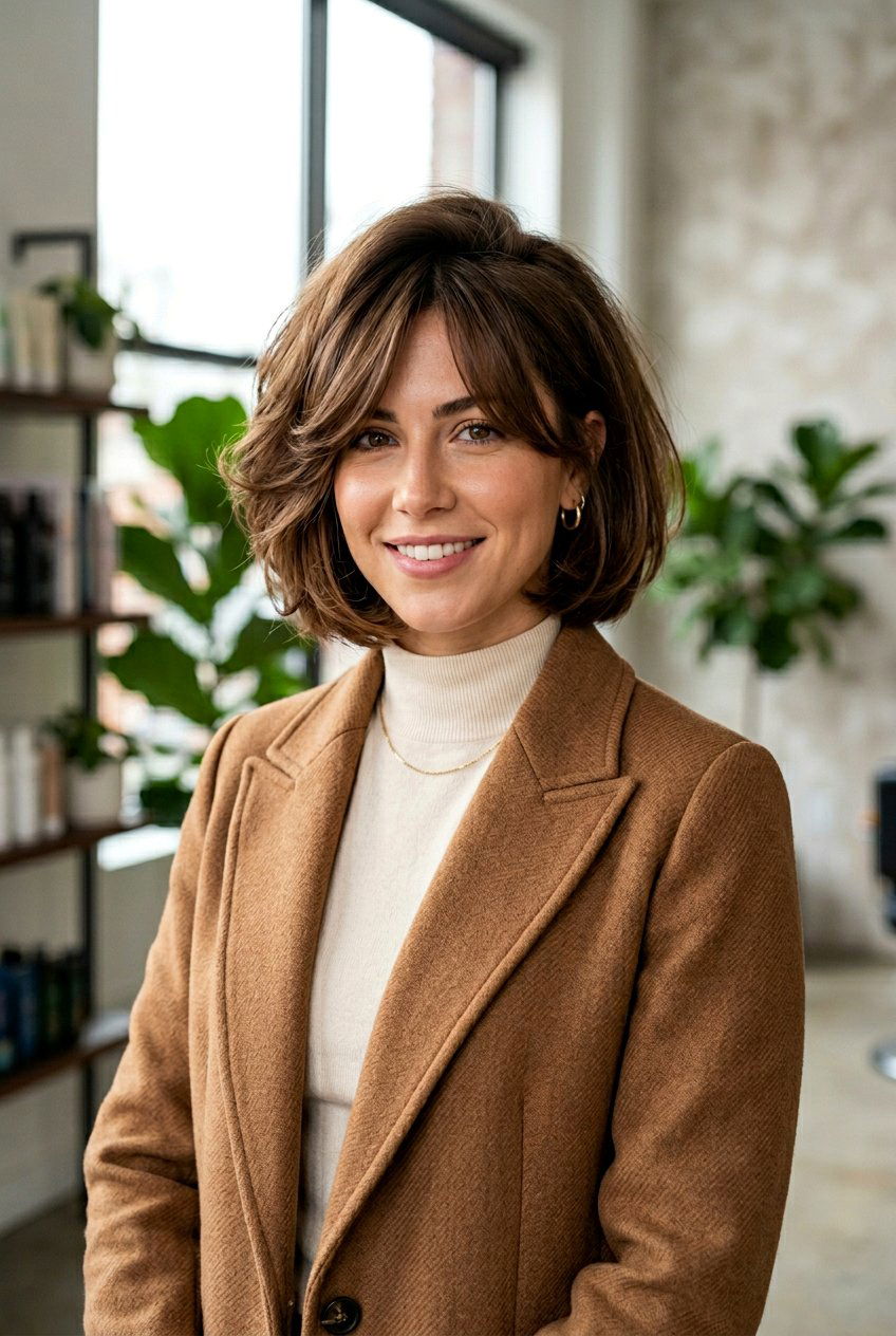 Side Parted Bob With Curtain Bangs - 20 curtain bangs with bob for mature women - 20 curtain bangs with bob for mature women