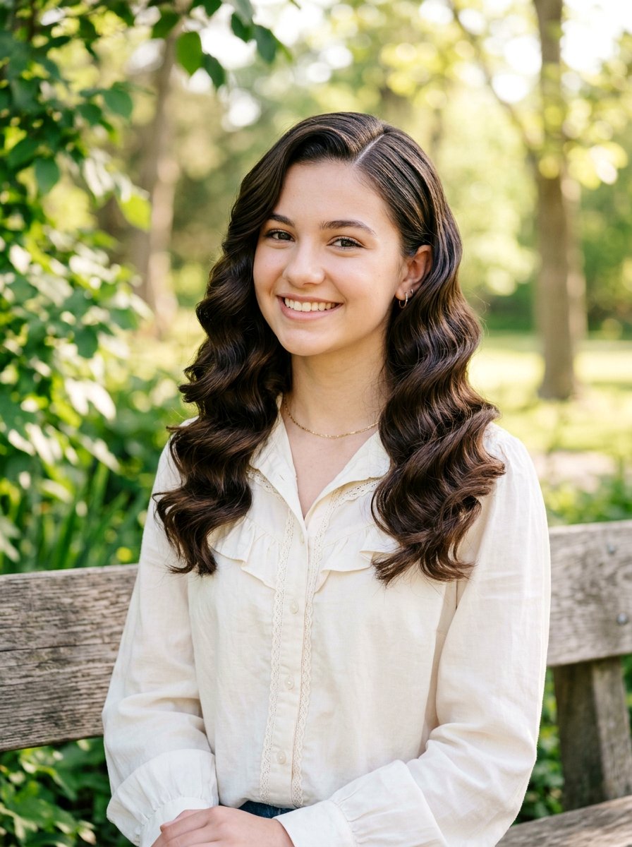 Side Parted Curls With A Deep Wave - 20 teen girls picture day hairstyle with curls - 20 teen girls picture day hairstyle with curls